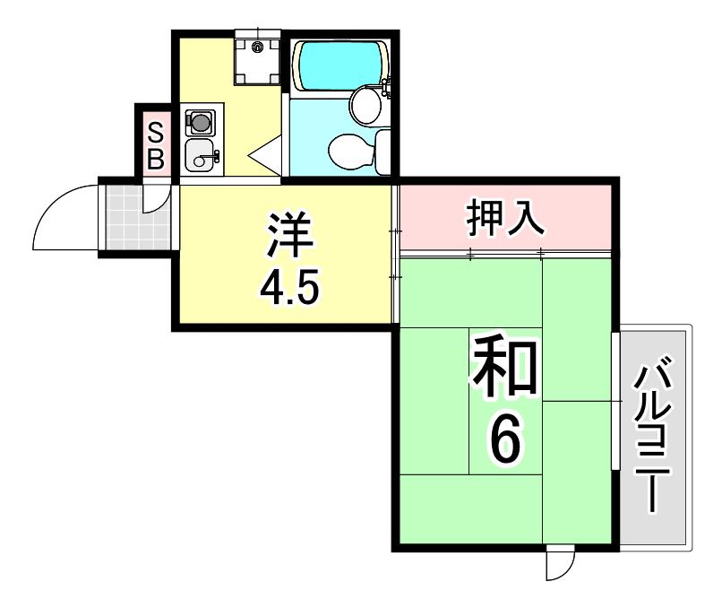 パラツィーナ立花(2K/2階)の間取り写真