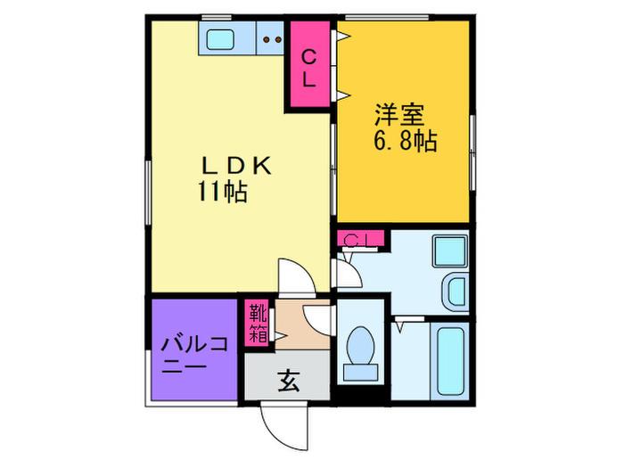 クリエオーレ諸口I(1LDK/3階)の間取り写真