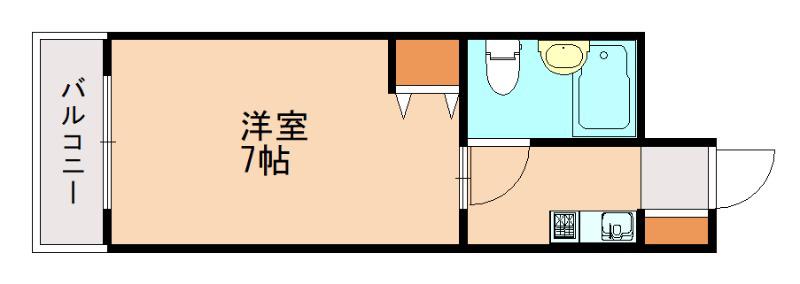 二瀬コーポ(1K/6階)の間取り写真