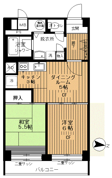ルネ中村橋(2DK/6階)の間取り写真