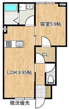 ソレイユルヴァン雑賀町(1LDK/1階)の間取り写真