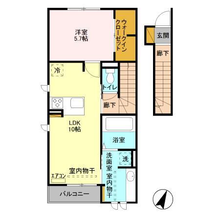 アグスタ初石(1LDK/2階)の間取り写真