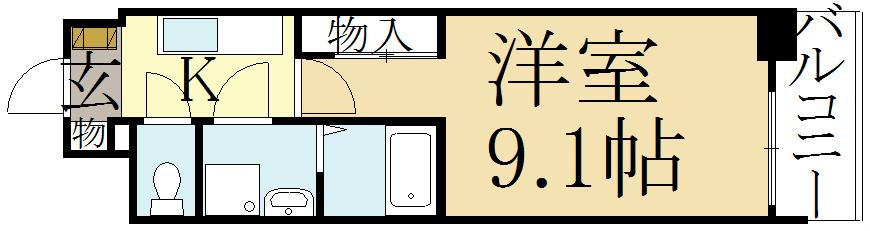 インベスト京都修学院(1K/3階)の間取り写真
