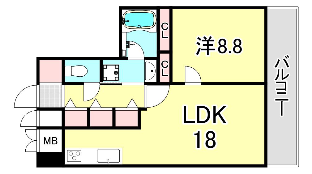 シャルム甲子園口(1LDK/3階)の間取り写真
