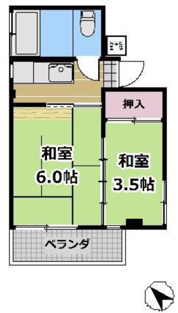 久野ビル(2K/2階)の間取り写真