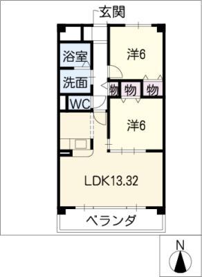 サンライズイン(2LDK/6階)の間取り写真
