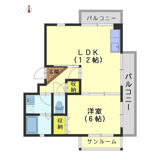 メゾングランデージ金屋(1LDK/4階)の間取り写真