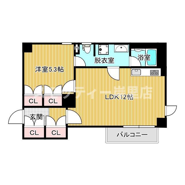 日宝ライフ岸里(1LDK/5階)の間取り写真