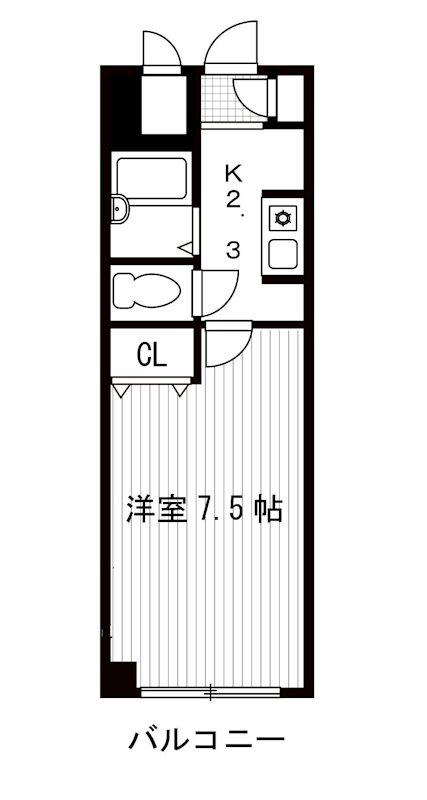ハイツ平和(1K/4階)の間取り写真
