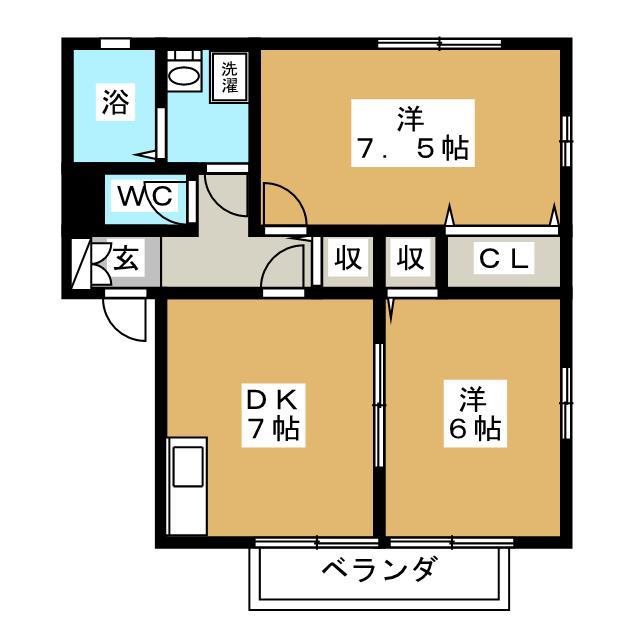 HIGH STAGE(2DK/2階)の間取り写真