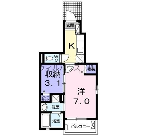 プチフローラ 北野田Ⅲ(2K/1階)の間取り写真