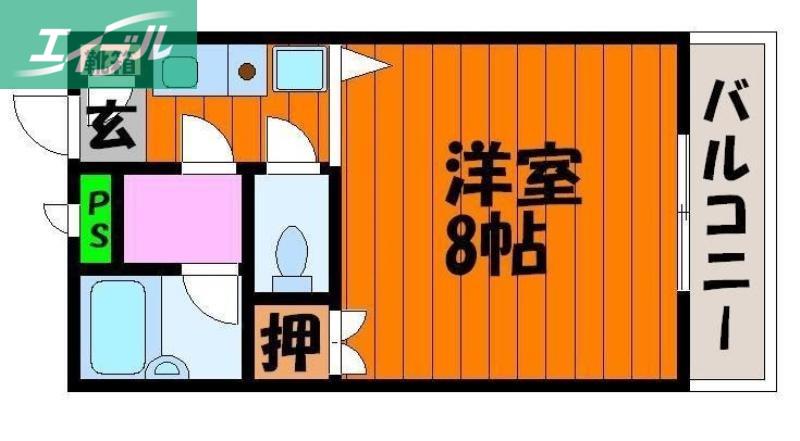 プリメゾン岡山南方(1K/1階)の間取り写真