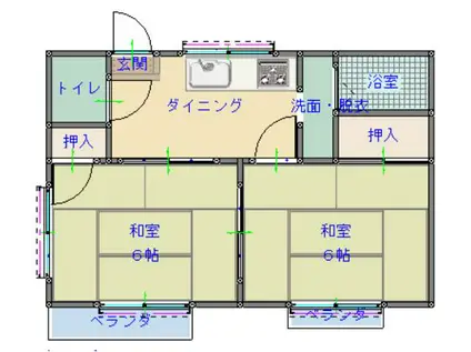 パールハイツ A棟(2DK/1階)の間取り写真