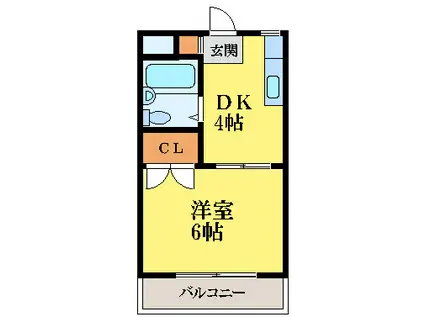 ロイヤルハイツ大島(1DK/4階)の間取り写真