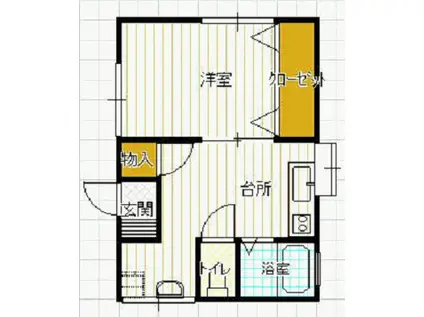 レインボーラヴ(1DK/1階)の間取り写真
