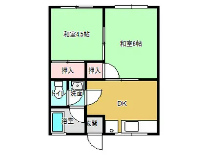 直井マンション(2DK/2階)の間取り写真