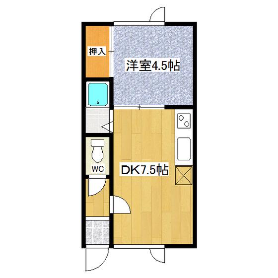 ブルーハイツ(1DK/2階)の間取り写真