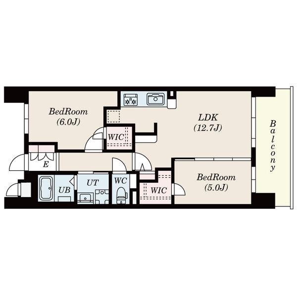 S-RESIDENCE茶屋ヶ坂イースト(2LDK/11階)の間取り写真