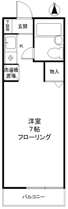 ラフィーネ森(1K/1階)の間取り写真
