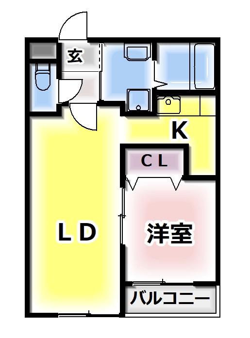 フルー リール(1LDK/2階)の間取り写真