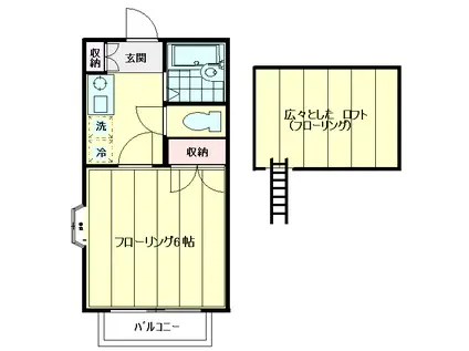 第2小金井サニーハイツ(1K/2階)の間取り写真