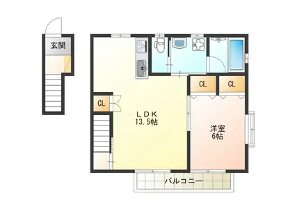 ディラ・シャローム(1LDK/2階)の間取り写真