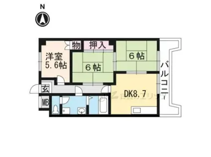 ウエストハイツP1(2LDK/4階)の間取り写真