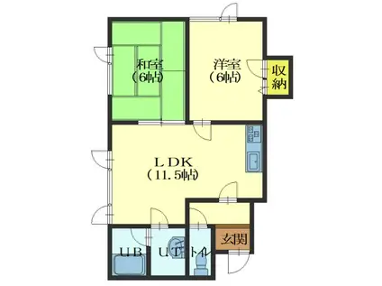 レジデンス赤石(2LDK/2階)の間取り写真