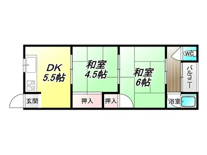 高安マンション(2DK/2階)の間取り写真