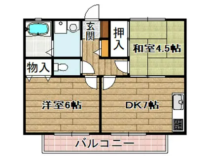 阪急京都線 高槻市駅 徒歩27分 2階建 築24年(2DK/2階)の間取り写真