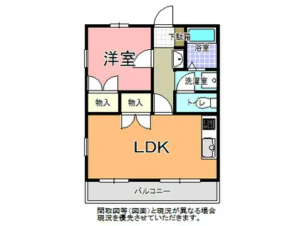 ウイングイースト E棟(1LDK/2階)の間取り写真