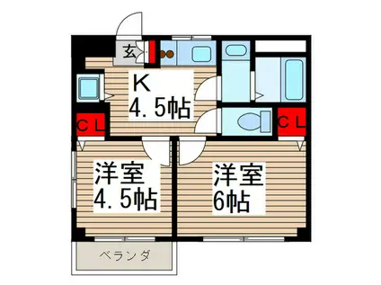 山本ハイツ(2K/3階)の間取り写真