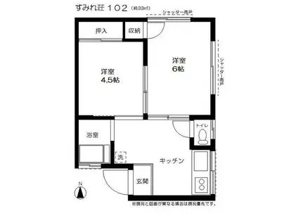 すみれ荘(1K/1階)の間取り写真
