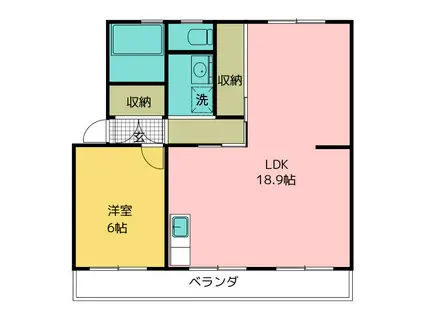 ハイツ道原(1LDK/1階)の間取り写真