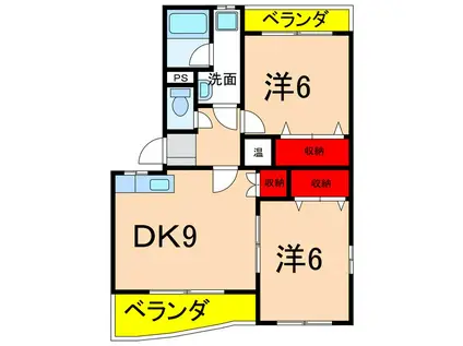 ガーデン・ハイム樗3番館(2DK/3階)の間取り写真