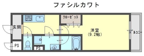 ファシルカワト(1K/3階)の間取り写真