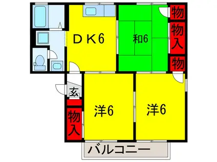 セジュール五井A(3DK/1階)の間取り写真