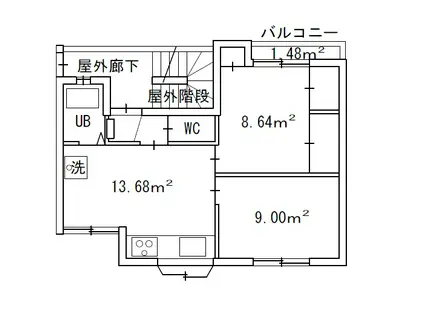 プラスリノ高円寺(2DK/1階)の間取り写真