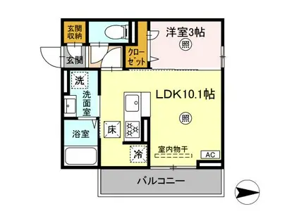 ロイヤルステージ皆生新田(1LDK/1階)の間取り写真