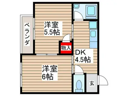 江崎コーポ(2DK/4階)の間取り写真