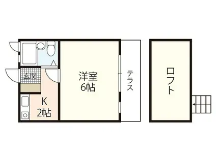 六番街メモリーヒルズ(1K/1階)の間取り写真