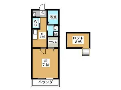 エリテ世田谷(1K/2階)の間取り写真
