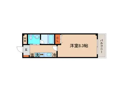 ヴィラ神戸8(1K/7階)の間取り写真