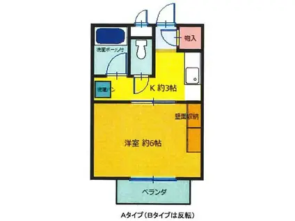 埼大前・小鳩ハイツ 欅(1K/2階)の間取り写真
