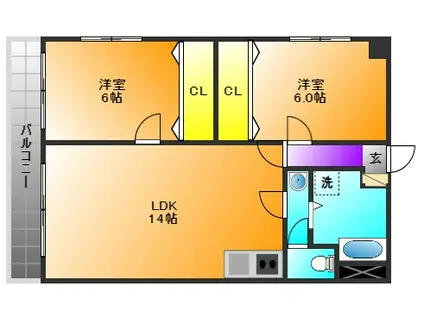 IT国分ビル(2LDK/1階)の間取り写真