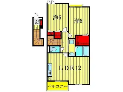 ヒカリ レジデンスA・B棟(2LDK/2階)の間取り写真