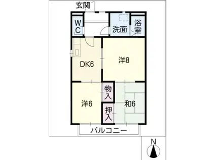 シャルムTOMO(3DK/2階)の間取り写真