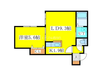 PRIME北広島(1LDK/2階)の間取り写真