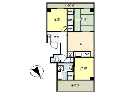 テラス東北沢(3DK/3階)の間取り写真