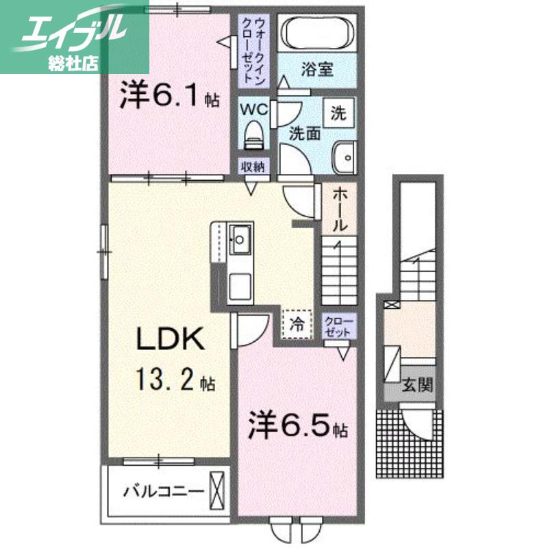 ユーリア アイII(2LDK/2階)の間取り写真